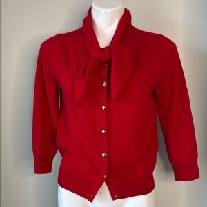 VINTAGE Banana Republic Red Cashmere Retro Look Cardigan Medium EUC